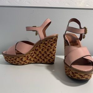 COACH Women's Cross Band High Wedge Sandal Peony
